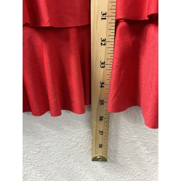 Patchington Womans Size Large Midi Tiered Ruffle Red Dress Funky Artsy Kitschy - Picture 7 of 9